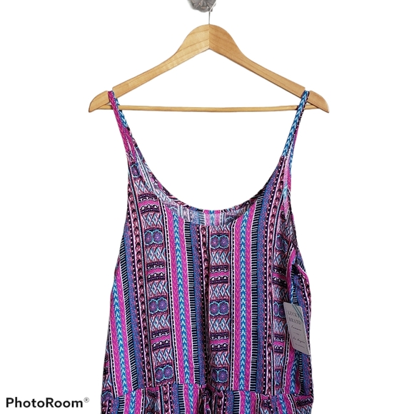 Lucky Brand aztec stripe pink scoop neck swim coverup - Picture 2 of 7